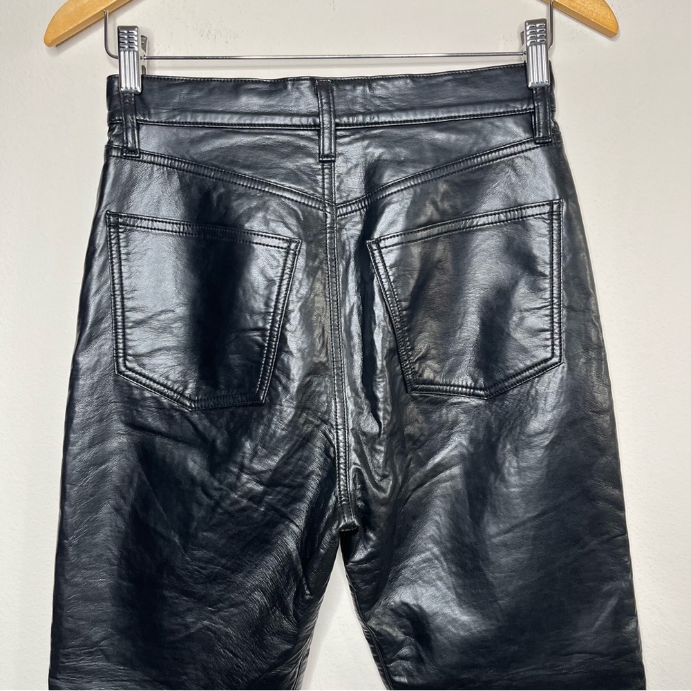 AGOLDE Recycled Leather Fitted 90's Pants Faux Leather Black Leather - Picture 9 of 11